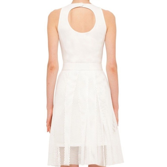 NWT $1290 Akris punto Mesh‎ Overlay Keyhole Back Sheath Dress Cream [SZ 6 ] - Picture 3 of 8